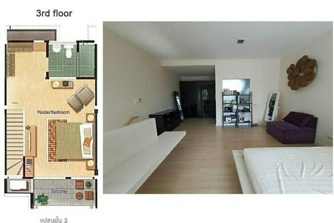 ให้เช่า ทาวน์โฮม 3 ชั้น บ้านใหม่ พระราม9-วงแหวน  ใกล้ airport link