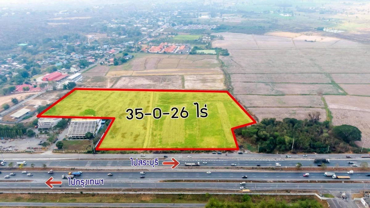 ขายที่ดินเปล่า 35-0-62 ไร่ ติดถนนสายหลักพหลโยธิน (ขาออก) ต.หนองยาว อ.เมืองสระบุรี  จ.สระบุรี ราคา 245,455,000 บาท