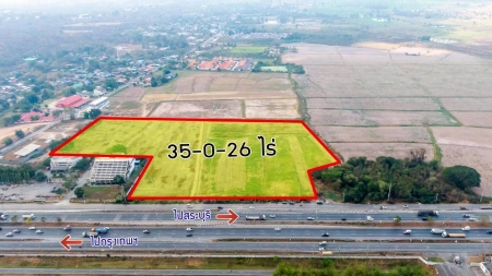 ขายที่ดินเปล่า 35-0-62 ไร่ ติดถนนสายหลักพหลโยธิน (ขาออก) ต.หนองยาว อ.เมืองสระบุรี  จ.สระบุรี ราคา 245,455,000 บาท