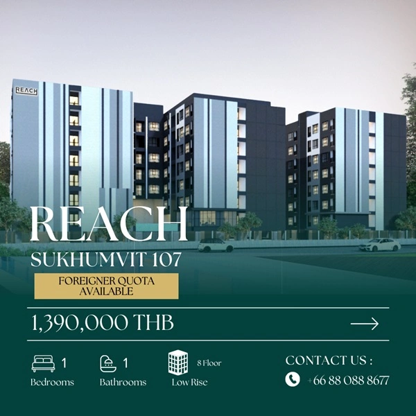 Your Affordable Urban Escape Awaits, Reach Sukhumvit 107 – just 1.4 km from BTS Bearing