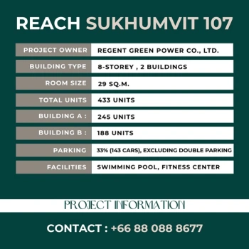 Your Affordable Urban Escape Awaits, Reach Sukhumvit 107 – just 1.4 km from BTS Bearing