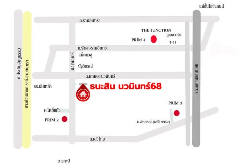บ้านมือสอง โครงการ ธนะสิน นวมินทร์ 68 บ้านเดี่ยวชั้นเดียว เนื้อที่ 47.3 ตร.ว. พื้นที่ใช้สอย 80 ตร.ม. 2 ห้องนอน 1 ห้องน้ำ จอดรถ 1 คัน ทำเลนวมินทร์ ใกล้ถนนประเสริฐมนูกิจ ใกล้แฟชั่นไอส์แลนด์ รพ.สินแพทย์ และรถไฟฟ้าสายสีชมพู สถานีวงแหวนรามอินทรา