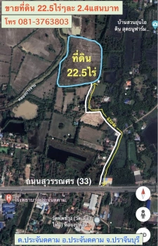 ขายที่ดินขนาด 22.5 ไร่ ใน อำเภอประจันตคาม จังหวัดปราจีนบุรี
