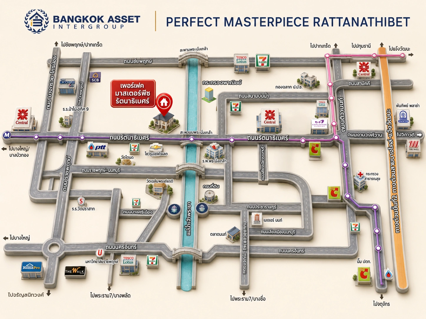 บ้านรีโนเวท โครงการ เพอร์เฟคมาสเตอร์พีซ รัตนาธิเบศร์ หลังใหญ่กว่า 75.6 ตร.ว. พื้นที่ใช้สอย 259.86 ตร.ม. ฟังก์ชัน 4 ห้องนอน 3 ห้องน้ำ จอดรถได้ 3 คัน  บนทำเลเชื่อมต่อทุกการเดินทาง ใกล้รถไฟฟ้าสายสีม่วง "สถานีไทรม้า" และจุดขึ้นทางด่วน "งามวงศ์วาน"