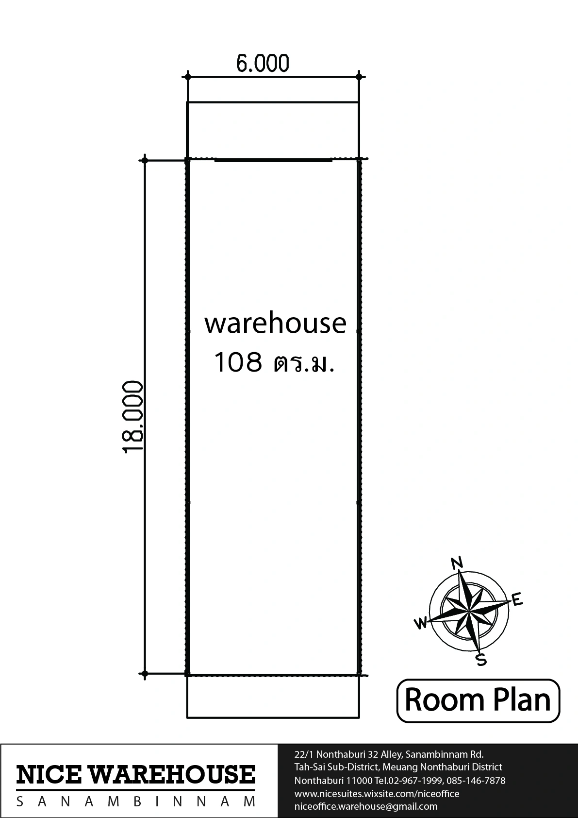 ให้เช่า Warehouse โกดัง คลังสินค้า ขนาด 108 ตร.ม. สนามบินน้ำ นนทบุรี