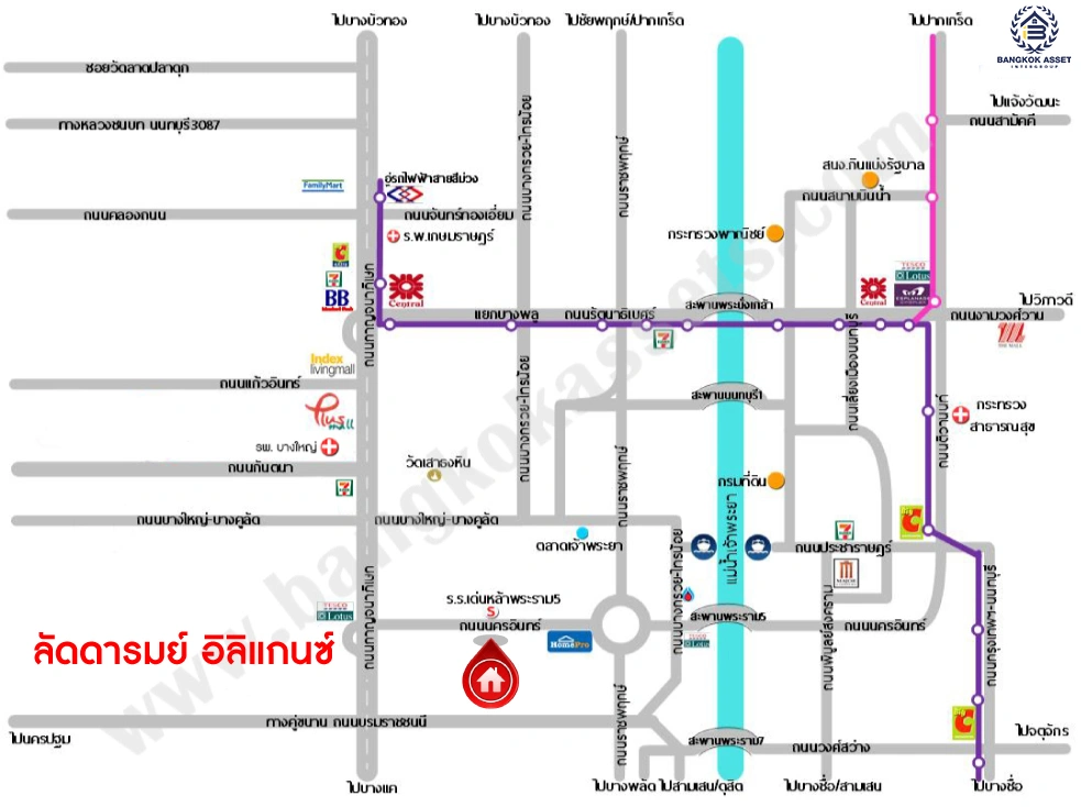 บ้านเดี่ยวมือสอง 2 ชั้น โครงการ ลัดดารมย์ อิลิแกนซ์ พระราม5-1 เนื้อที่ 108.9 ตร.ว. พื้นที่ใช้สอย 175 ตร.ม. ฟังก์ชัน 3 ห้องนอน 4 ห้องน้ำ จอดรถได้ 2 คัน จาก Q. House เดินทางสะดวก เชื่อมต่อถนนนครอินทร์ ถนนกาญจนาภิเษก  ใกล้วงเวียนพระราม 5, The Walk ราชพฤกษ์ และ The Crystal SB ราชพฤกษ์