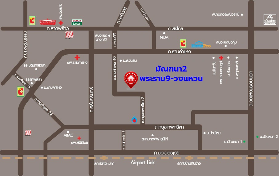 บ้านเดี่ยวพร้อมอยู่ โครงการ มัณฑนา พระราม 9-วงแหวน 2 เนื้อที่ 65.2 ตร.ว. พื้นที่ใช้สอย 206 ตร.ม. ฟังก์ชัน 3 ห้องนอน 3 ห้องน้ำ จอดรถได้ 4 คั เชื่อมต่อถนนคู่ขนานมอเตอร์เวย์สาย 7 และถนนพระราม 9 ใกล้ทางพิเศษศรีรัช มอเตอร์เวย์สาย 7 และรถไฟฟ้า Airport Rail Link "สถานีบ้านทับช้าง"